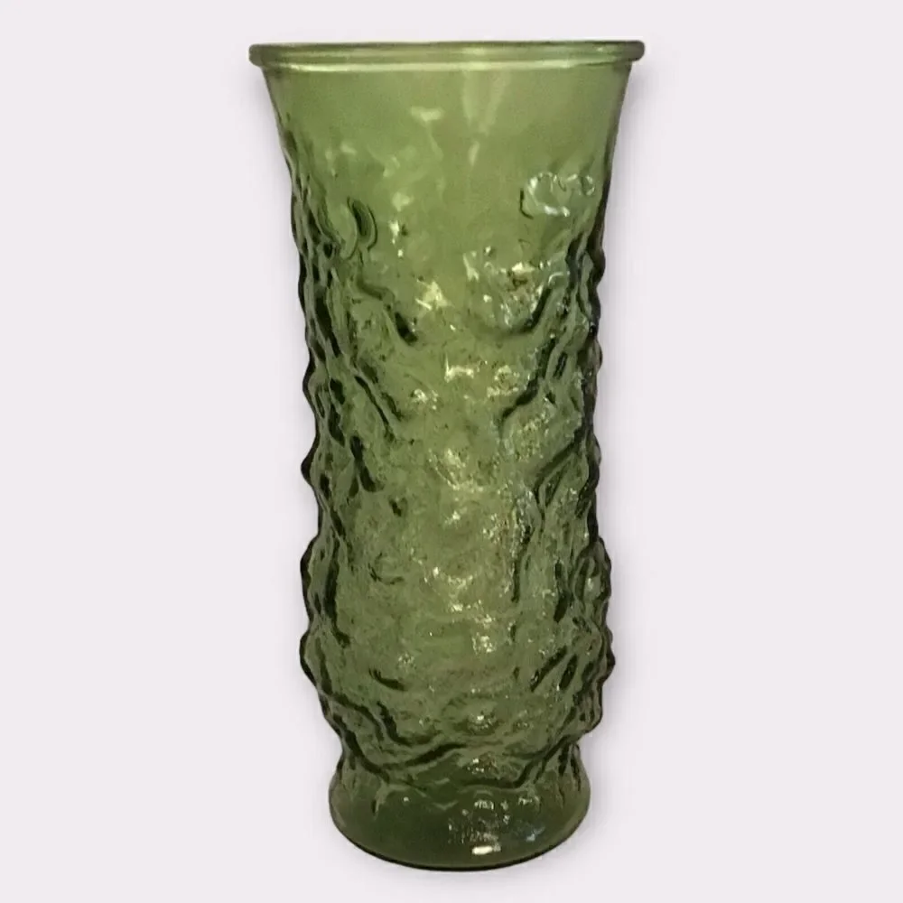 Vintage E.0. Brody CO. AVOCADO GREEN CRINKLE GLASS 8.5